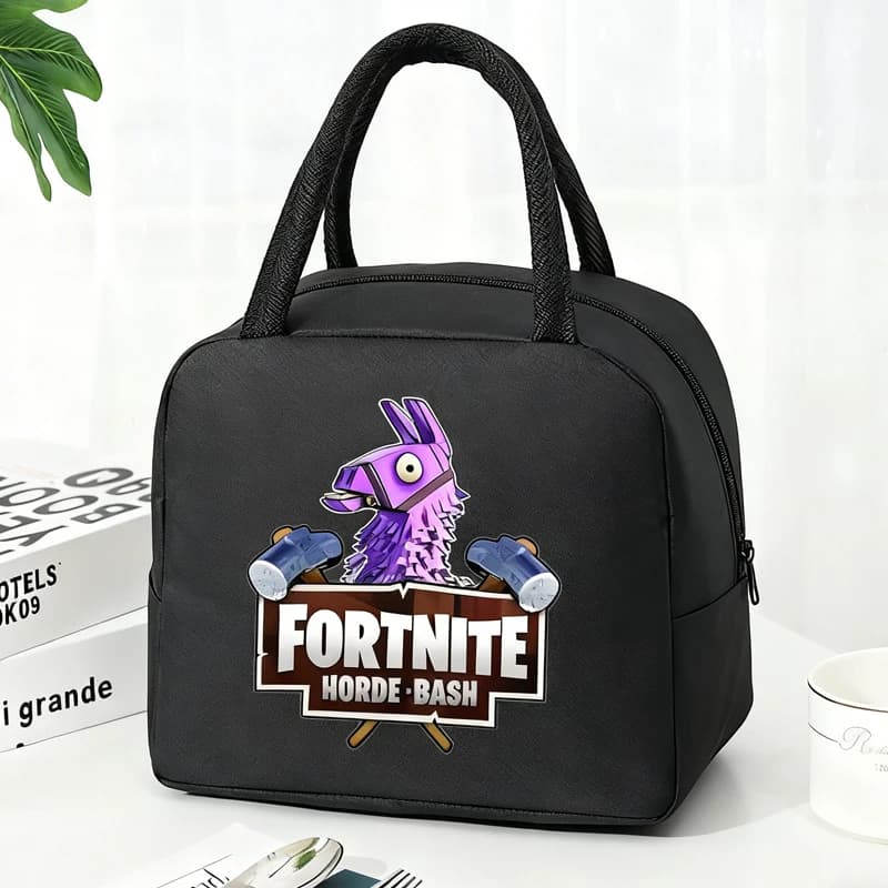 Fortnitese Game Fortress Night Oxford Bento Packs Children's Portable Picnic Food Bag with Thermal Insulation