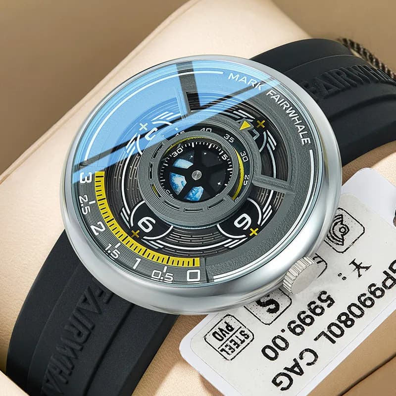 Orologio da uomo Mark Fairwhale Fashion Earth Dial al quarzo con cinturino in silicone, sportivo e impermeabile, reloje hombre