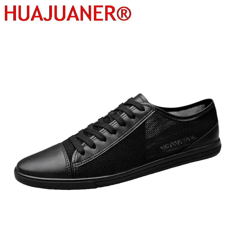 Scarpe da uomo Scarpe da ginnastica estive casual Scarpe da esterno eleganti in vera pelle Scarpe basse in mesh traspirante leggero Calzature scavate alla moda