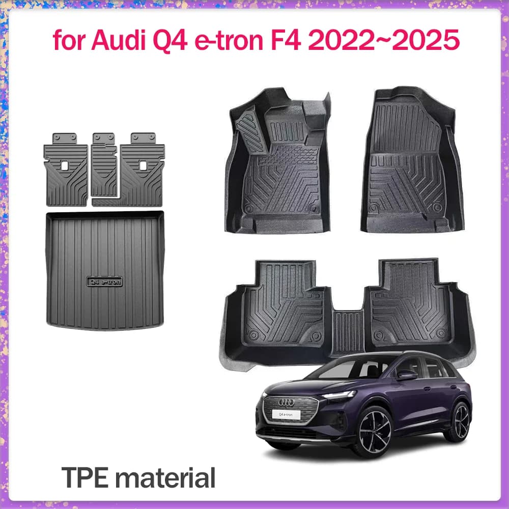 Tappetino per auto per Audi Q4 e-tron F4 2022 ~ 2025 TPE Piede Rivestimento interno Impermeabile Tronco Sedile Schienale Pad Tappeto Accessori personalizzati