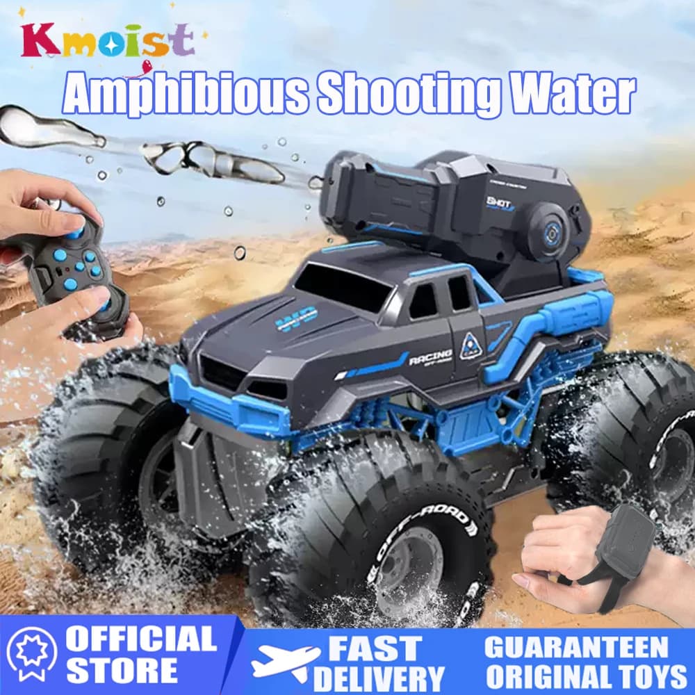 2.4G autoassorbente pistola ad acqua ad alta pressione telecomando auto anfibia fuoristrada arrampicata acrobatica auto giocattoli d'acqua