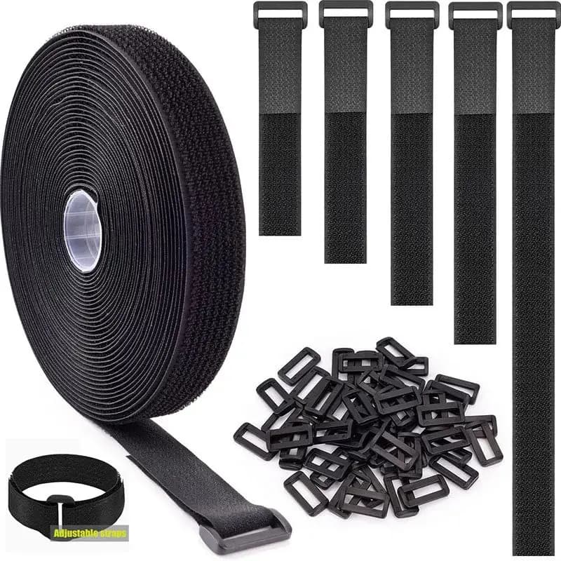 Fascette per cavi regolabili impermeabili in nylon con 25 clip incluse Cinghie per la gestione dei cavi Tagliate su misura Elementi di fissaggio in velcro riutilizzabili
