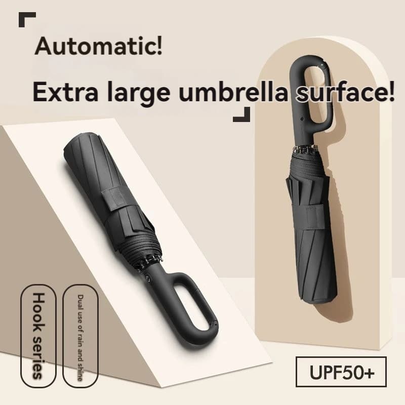Fully automatic men's umbrella with ring design and buckle at 20 ribs, folding, extra large, durable, double umbrella by DONNA