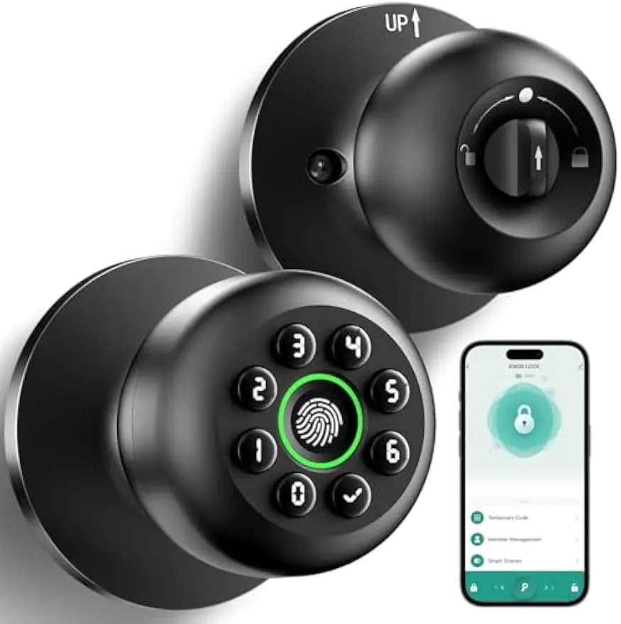 Serratura intelligente per impronte digitali con tastiera e controllo tramite app, ingresso biometrico con blocco automatico per ufficio domestico nero opaco