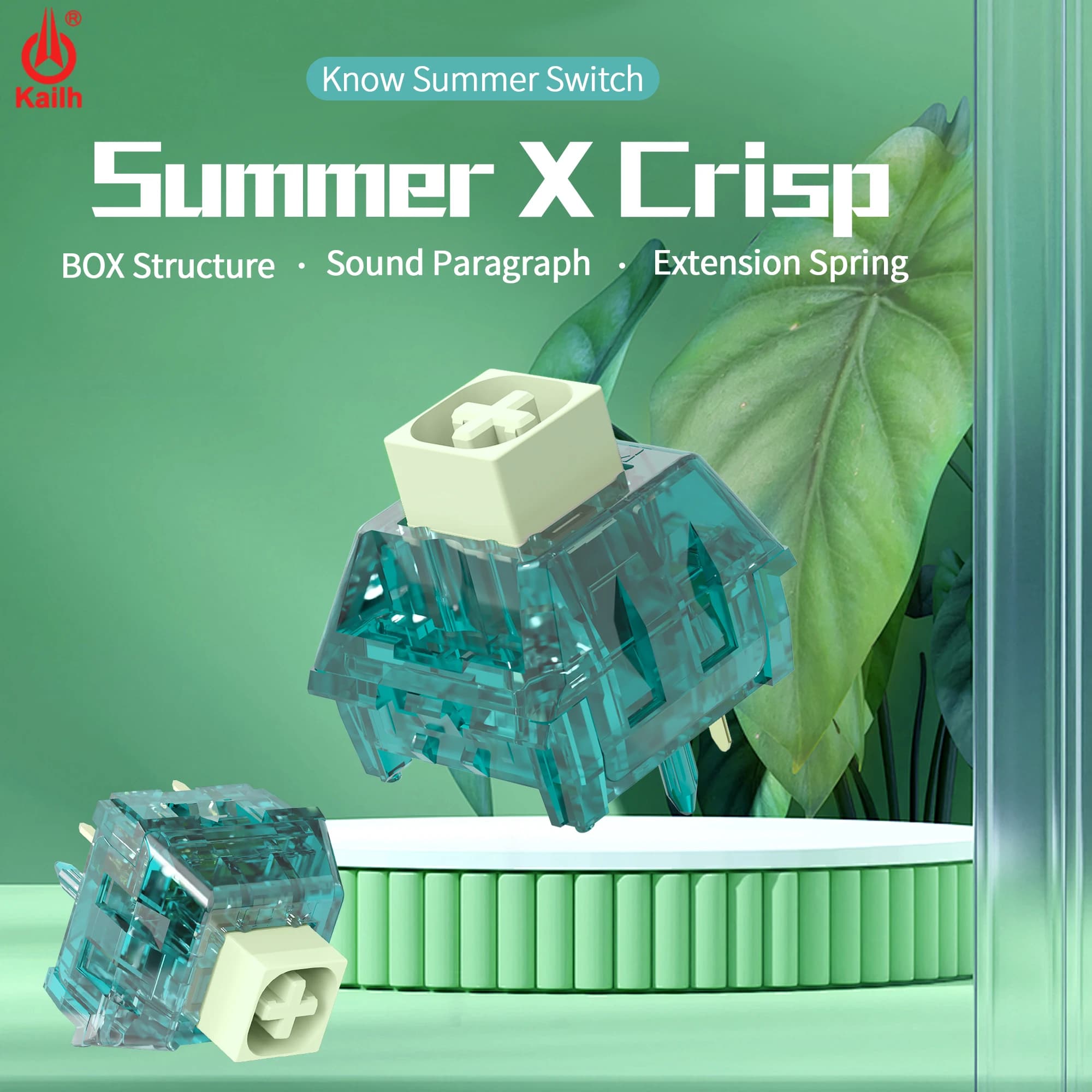 Kailh BOX Zhixia Interruttore Suono etereo Paragrafo Classe Interruttore ciano Crisp Pre Lubrificato Interruttore tastiera meccanica 5 pin POM FAI DA TE