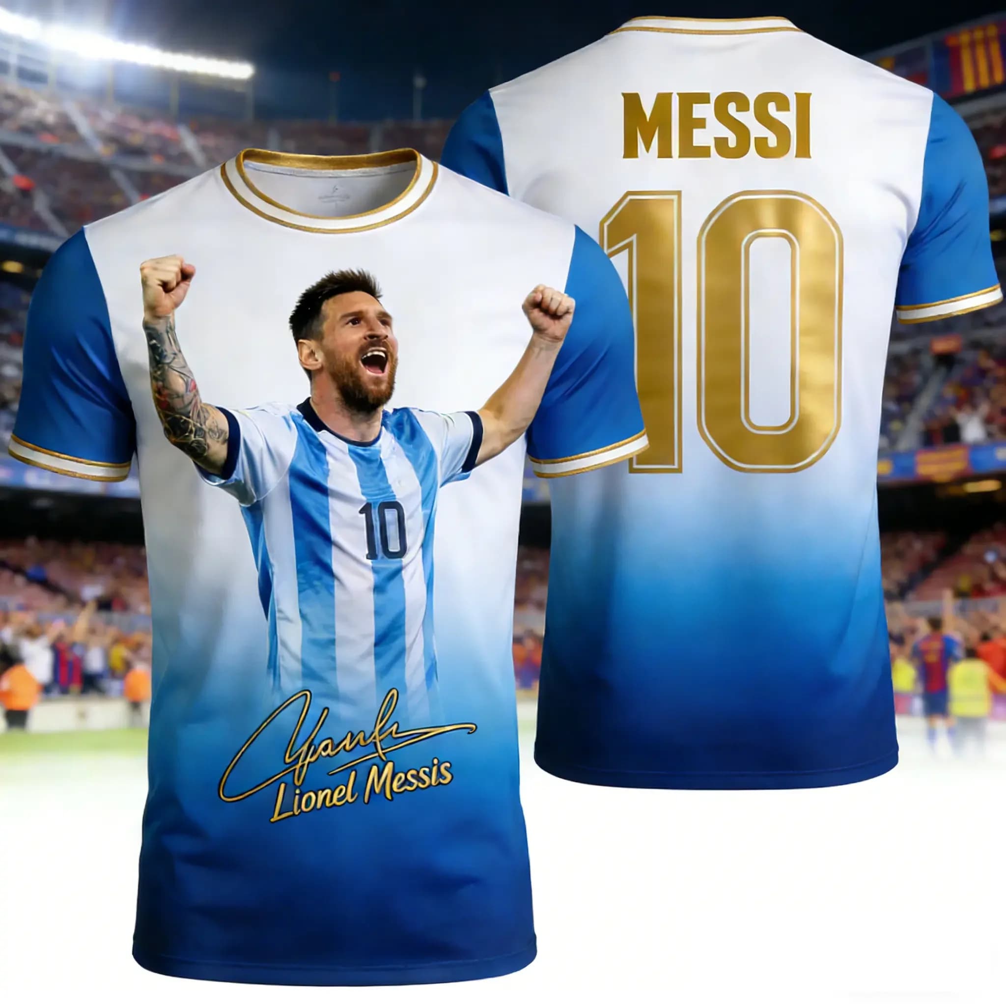 Surf sulla spiaggia Messi # Maglia da Calcio AI Fan Edition 2026 per Bambini e Adulti, T-shirt da Allenamento Comoda e Traspirante per lo Sport