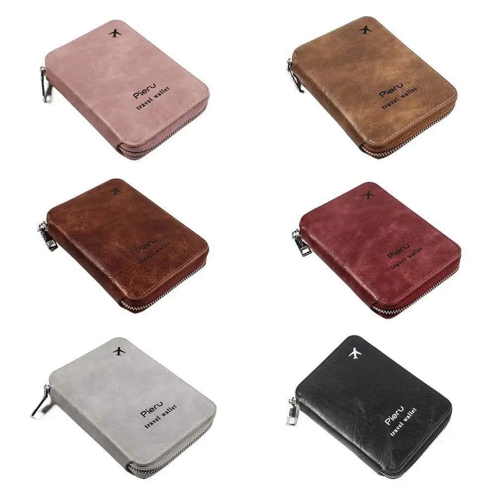 Multi-functional Zipper Passport Bag RFID Anti-theft Waterproof Credit ID Card Holder Simple with Large Space Coin Purse