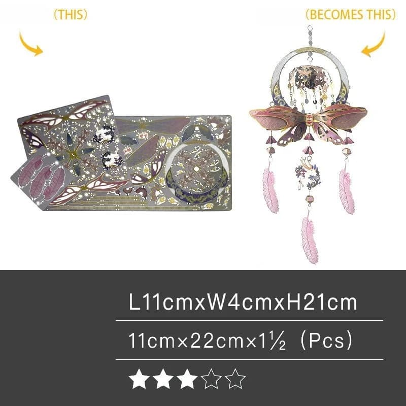 Butterfly Dreamcatcher 3D Metal Puzzle Kit 3D Jigsaw Puzzle Home Hanging Decor Craft DIY Assembly Craft Kit