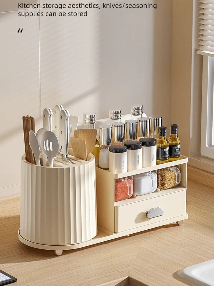 Kitchen spice holders Rotating shelf Cutlery Cutlery Sculptures Multi-functional Organizers Door knifes Spoon and wands