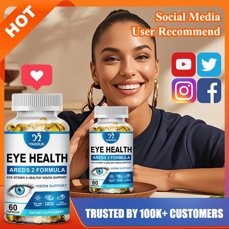 Yimiduk Eye Health Supplement, with vitamins C & E, for blood vessels and general eye wellness, nitidez of vision, gluten-free