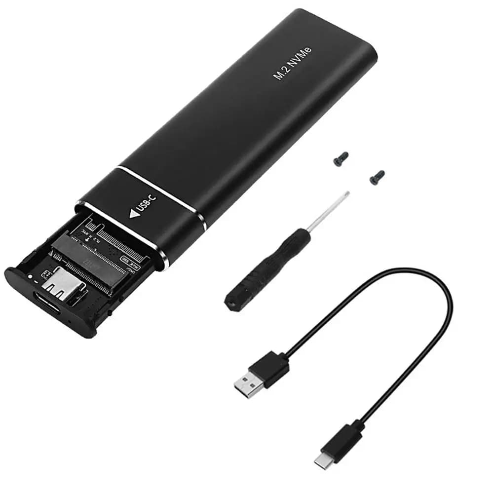 Custodia SSD M2 a doppio protocollo Adattatore per custodia SSD SATA M.2 NVMe Custodia esterna USB 3.1 TypeC da 10 Gbps Supporta custodia in alluminio SSD