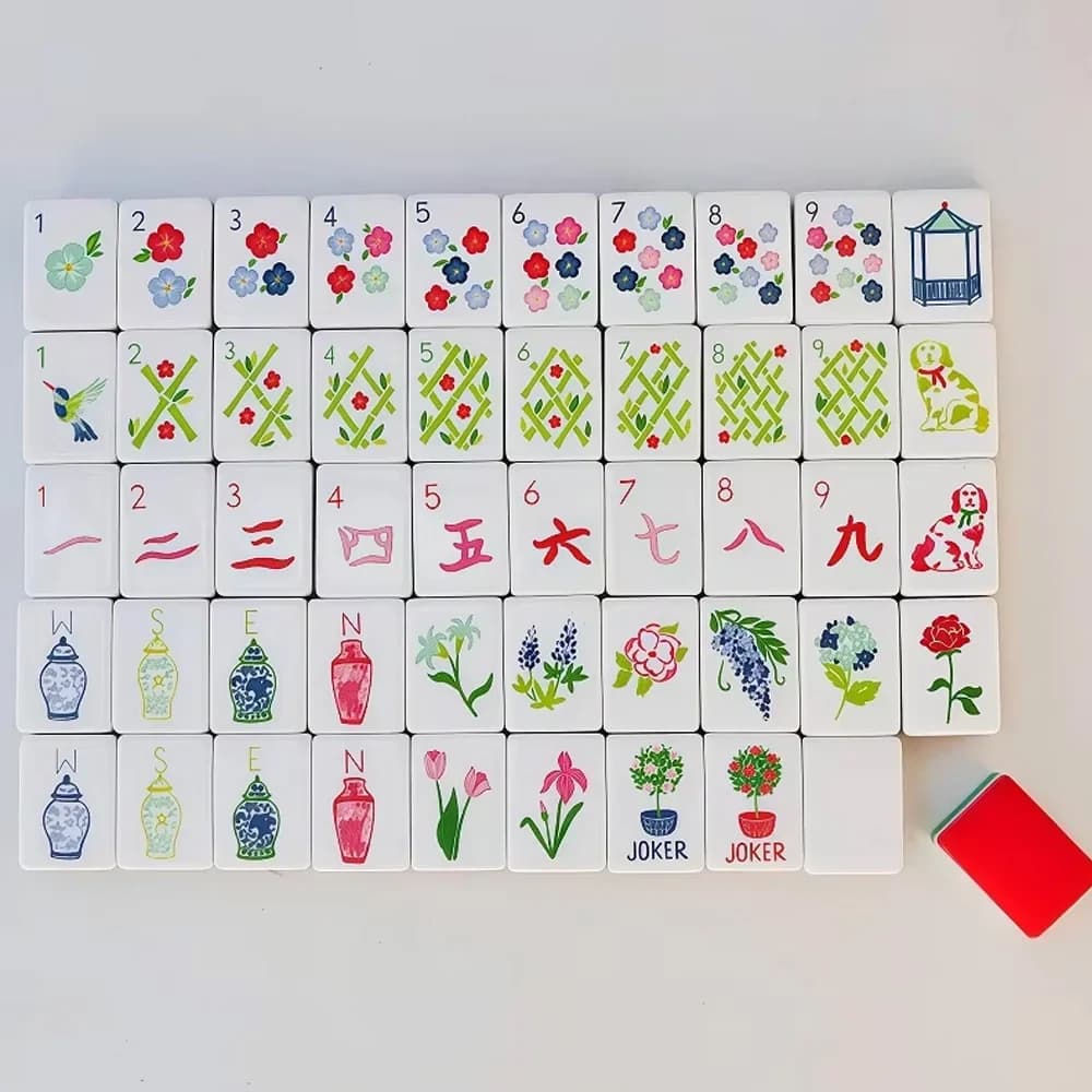 Ocean Style American Mahjong Set 160pcs 4-Layer Acrylic Mahjong Game Tiles 36mm Creative Portable Mahjong for Home Party Gift