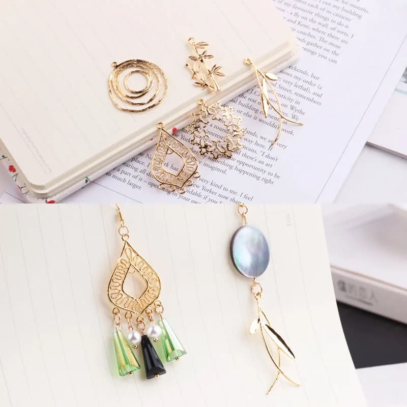 6pcs Copper Plated Gold Color Diy Ring Branch Dream Catcher Earrings Necklace Pendant Supplies For Jewelry Handmade Charms