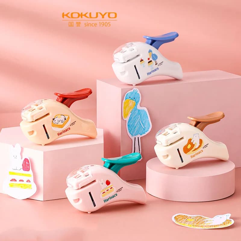 Mini porta libri portatile carino con cucitrice giapponese KOKUYO senza ago per studenti