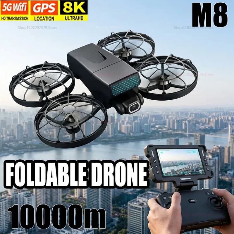 New Drones M8 GPS 8K Professional HD 360° Dual Cameras 5G WIFI Brushless Motors Obstacle Avoidance FPV Foldable Quadcopter Toy