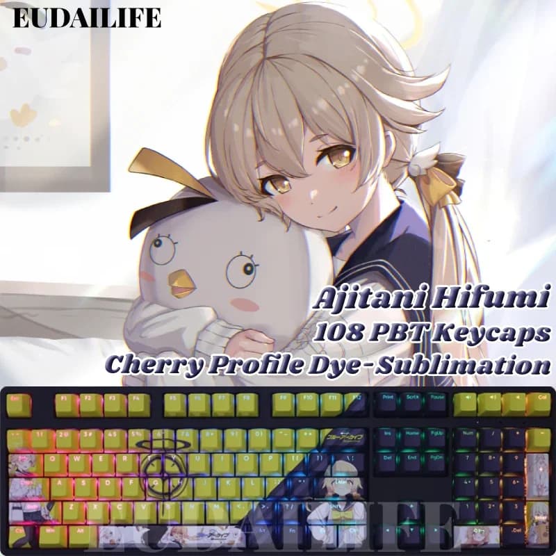 Ajitani Hifumi 108 Keycap Blu Archivio PBT Sublimazione della Tintura Trasmissione della Luce Cherry Switch Croce Key Cover Tastiera Meccanica