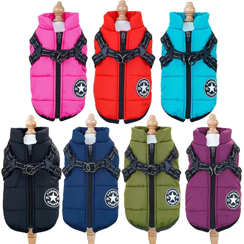Gilet per Cani e Gatti, Cappotto Invernale in Pile Spesso e Caldo con Imbracatura, Abbigliamento Comodo per Cuccioli, Protezione per il Petto