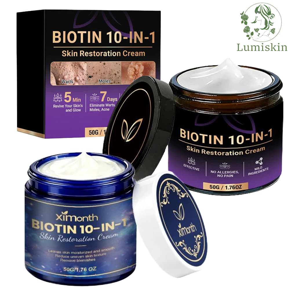 Crema Viso Riparatrice 10-in-1 con Biotina, Idratante, Rivitalizzante, Anti-Rughe, Rassodante e Idratante per una Pelle Luminosa