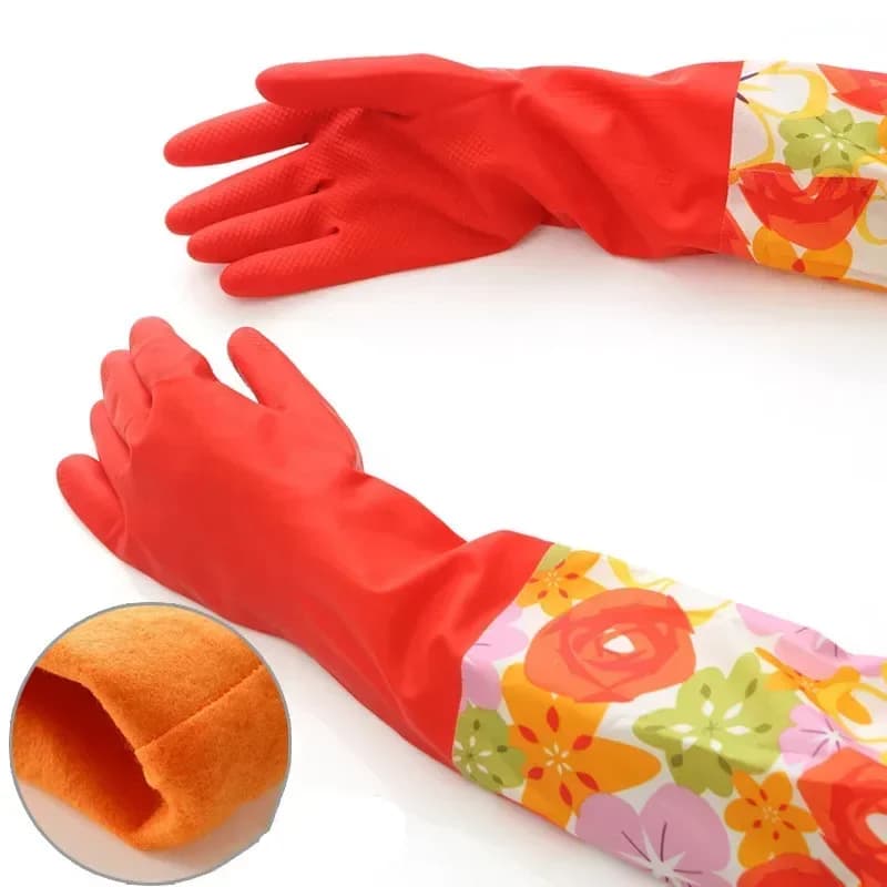 Polsino extra lungo da 47 cm, impugnatura strutturata in vinile, 1 paio di lavare i piatti, guanti per la pulizia senza lattice, guanti per la casa