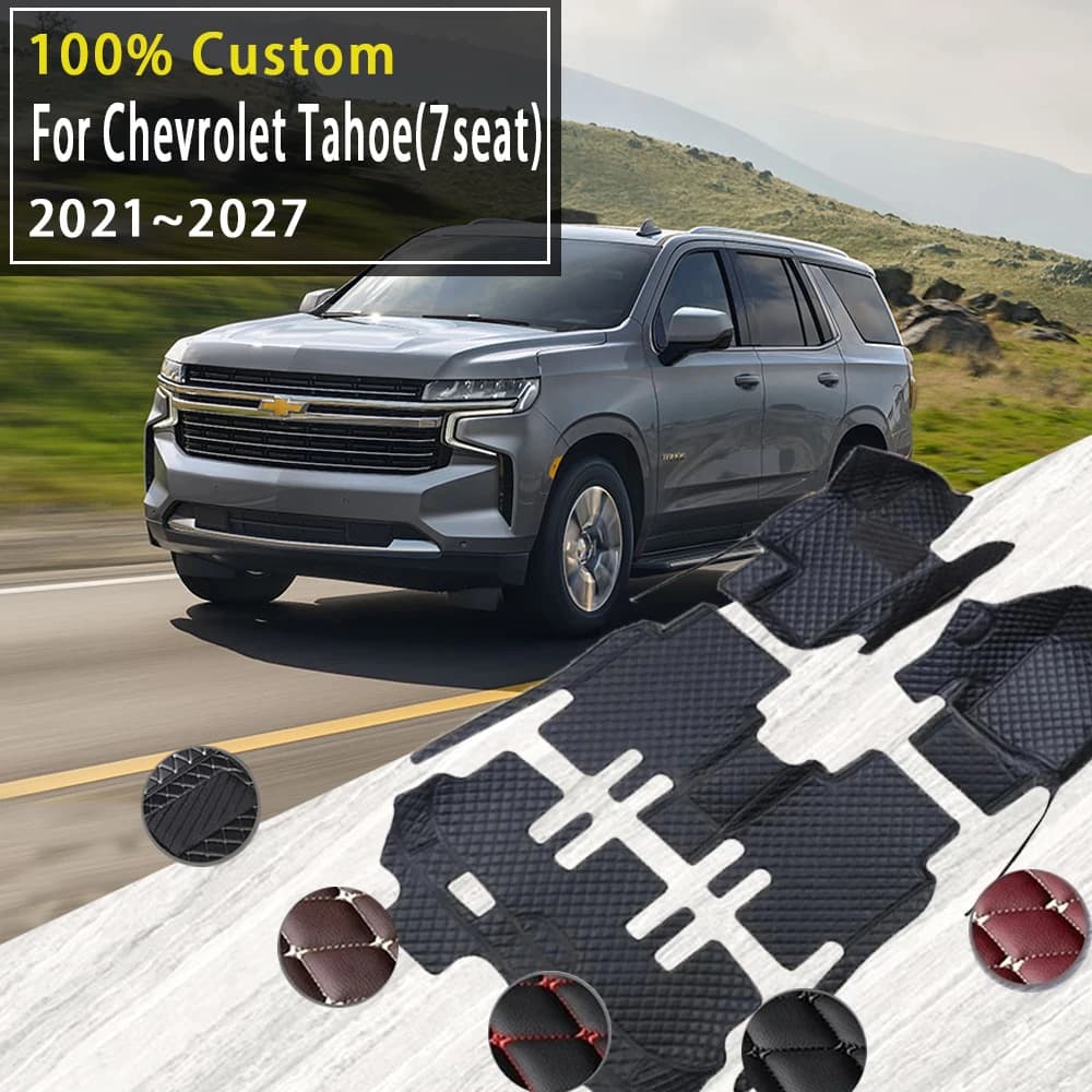 Tappetini per auto per Chevrolet Chevy Tahoe 2021 ~ 2027 7 posti Cuscinetti impermeabili Tappeti per piedi in pelle Coperture per pavimenti Accessori auto 2025