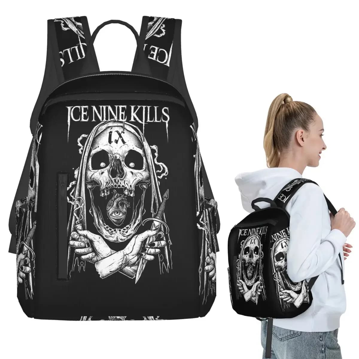 Michele Nolli Ice Nine Kills Backpack Student BookBag Kids School Bag Computer Shoulder Bags Boys Girls