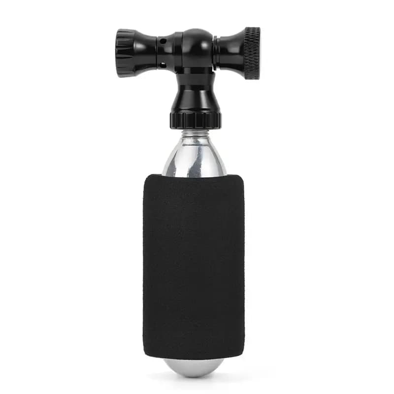 B48B-Bicicletta Gonfiatore portatile per CO2 Pompa per bici a gas CO2 Pompa per mountain bike con cilindro valvola Presta e Schrader Nero