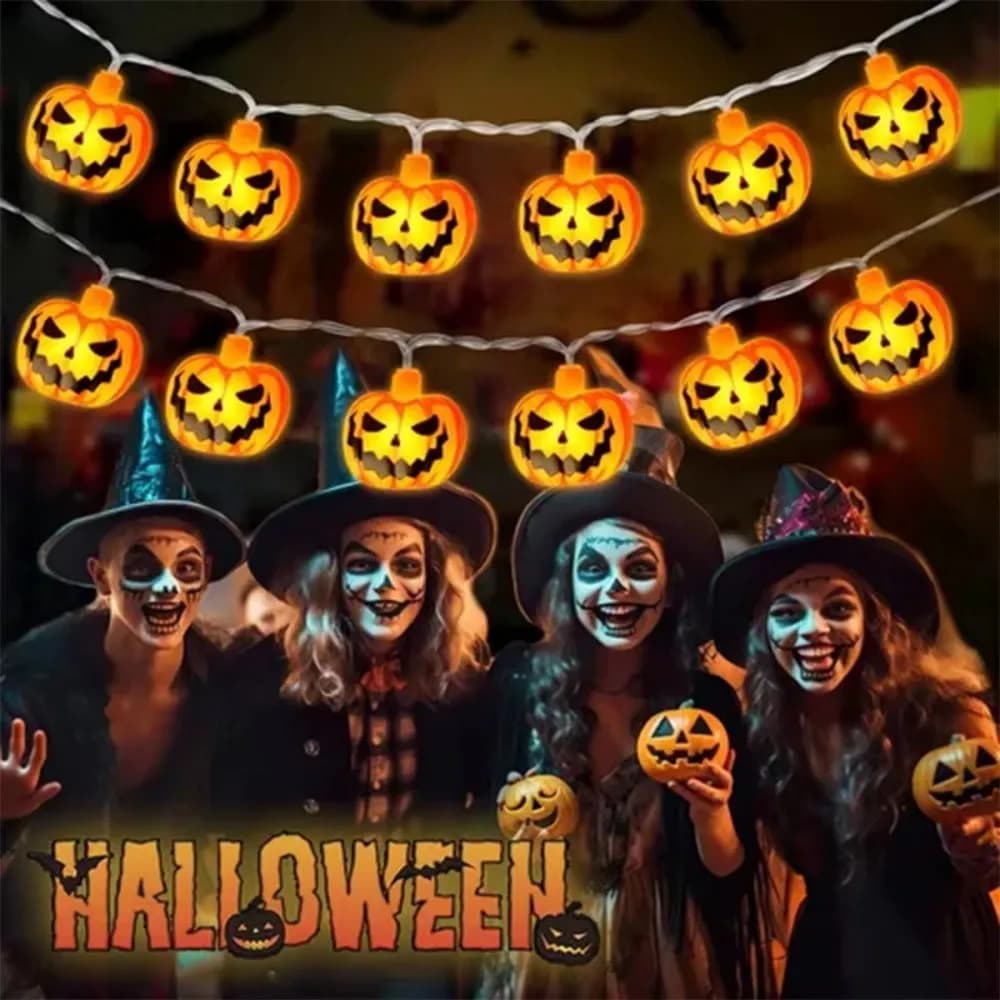 1PC 10/20 LED Luci a Forma di Zucca di Halloween, Luci a Stringa LED per Feste di Halloween, Decorazioni Estetiche per Giardino e Camera da Letto