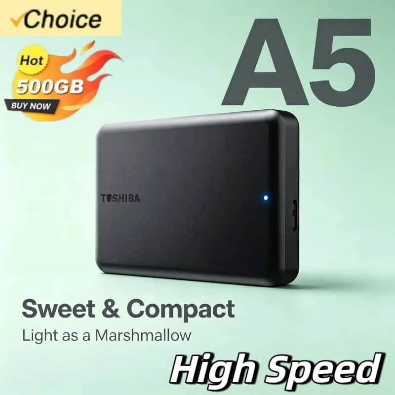Toshiba For OEM A5 Series Small Black 2.5 Inch Portable HDD USB 3.2 Gen1 High Speed 1TB for Apple Mac Supreme Original Premium