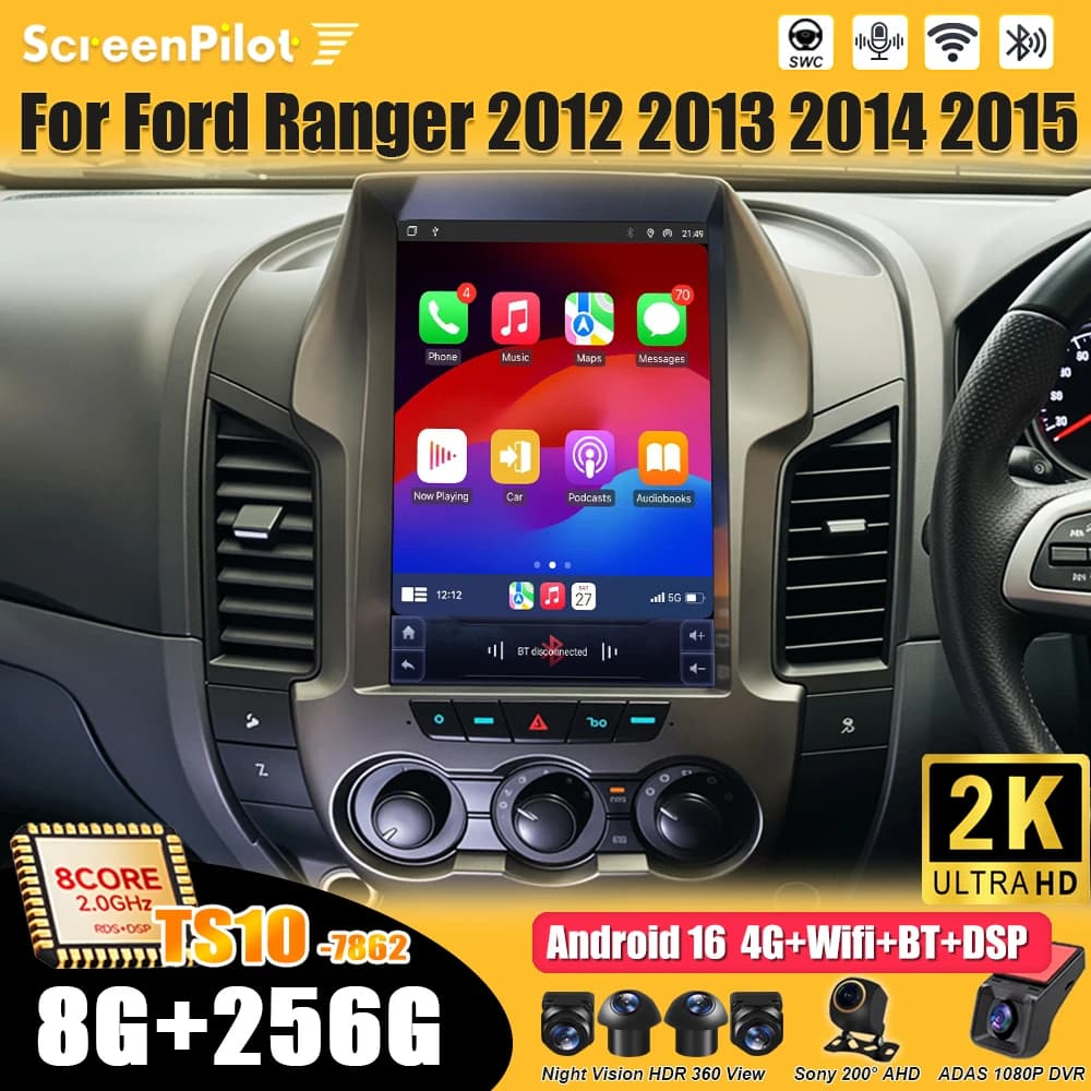 Per Ford Ranger 2012 2013 2014 2015 Lettore Multimediale Android 15 con GPS, Navigazione, Mirror Link, Bluetooth, DSP e Wi-Fi