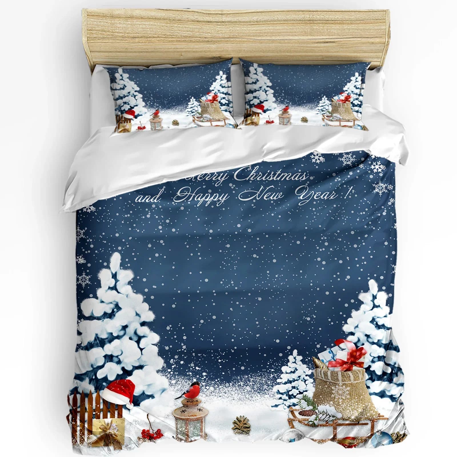 Christmas Snowflake Bird Gift Cushion Set Bed linen Bed linen Fabrics for the house Cover Loyalty Bed linen Set Bed linen for the bedroom Without bedsheet