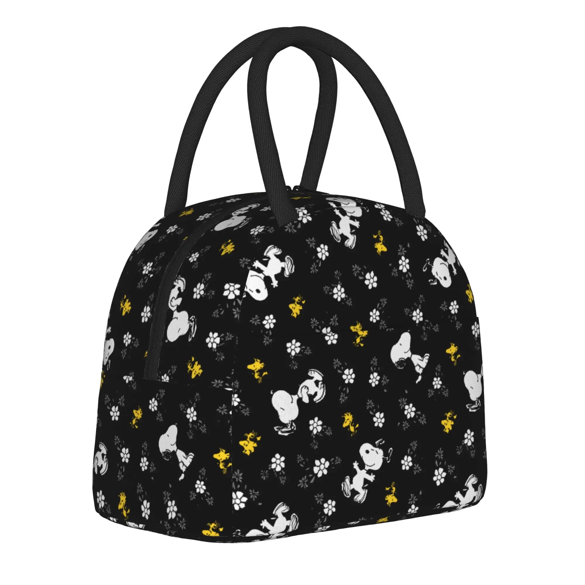 Borse termiche per il pranzo con motivo floreale in bianco e nero di Peanuts Snoopy & Woodstock, borsa termica, contenitore per il pranzo, borsa per il pranzo, borse per alimenti