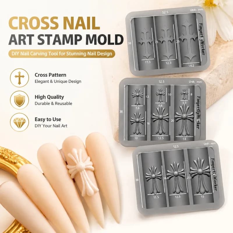 Nuovo Arrivo: Stampo in Silicone per Unghie Chrome Heart Cross, Strumento per Manicure Altamente Trasparente, Accessorio Fai-da-Te per Creazioni Artigianali