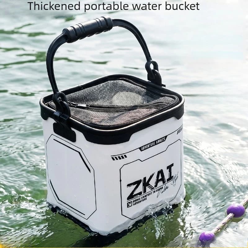 Water Bucket Multi Functional Lure Live Fish Basket Stream Fishing Box Wild Fishing Keep Net Foldable Bucket Thickened Durable