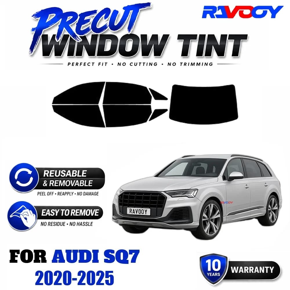 RAVOOY Precut Window Tint, Reusable Removable EPU Film, Custom Fit for Audi SQ7 2020-2025, UV Heat Protection