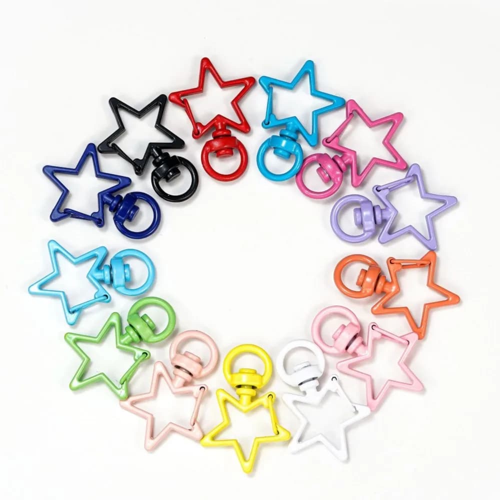 5 pieces metal star swivel mosque claw clasp trigger clip buckles diy bag keychain ring creation jewelry keychain craft accessories