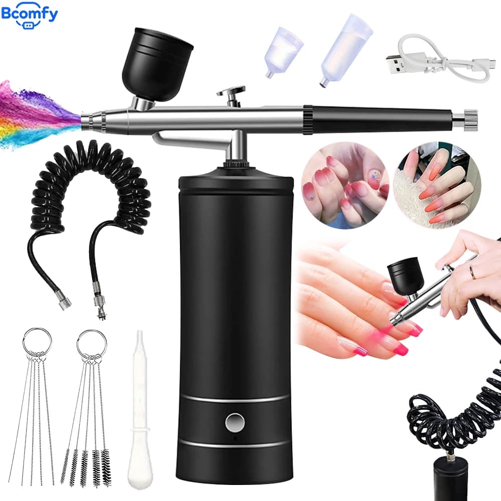 Aerografo con compressore Mini aerografo portatile ricaricabile senza fili per nail art pistola a spruzzo per unghie pittura artistica torta artigianale