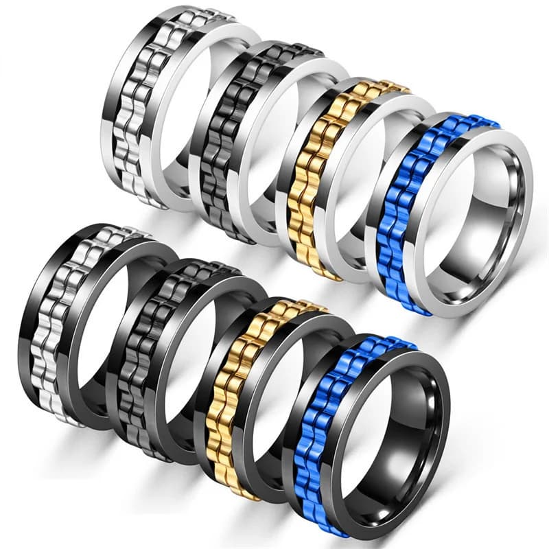 Anello Girevole Antistress Fidget Gear Punk, Gioielli da Dito Antiansia per Uomo, Anelli da Festa, Regali, Accessori Rilassanti, Vendita all'Ingrosso