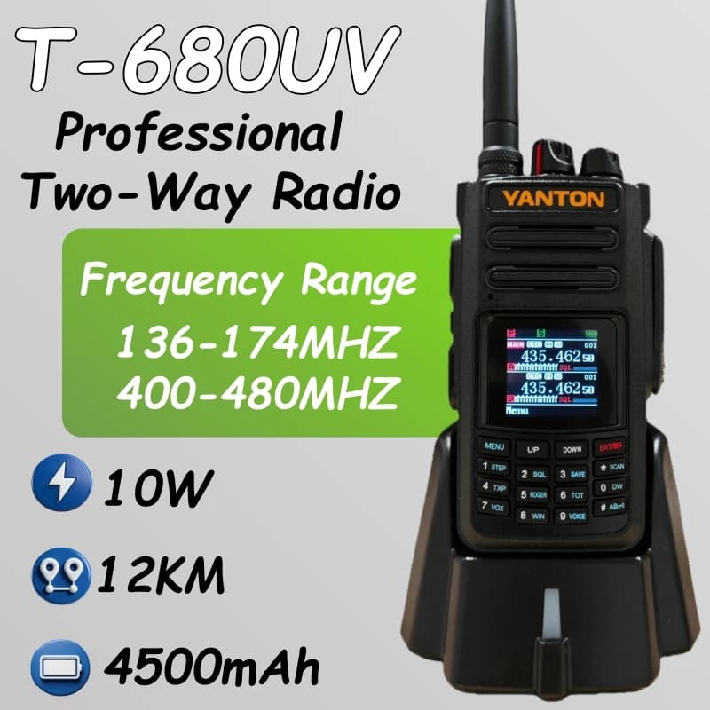 Ricetrasmittente 12W AM FM Radio Bidirezionale UHF VHF 4500mAh Set Wireless