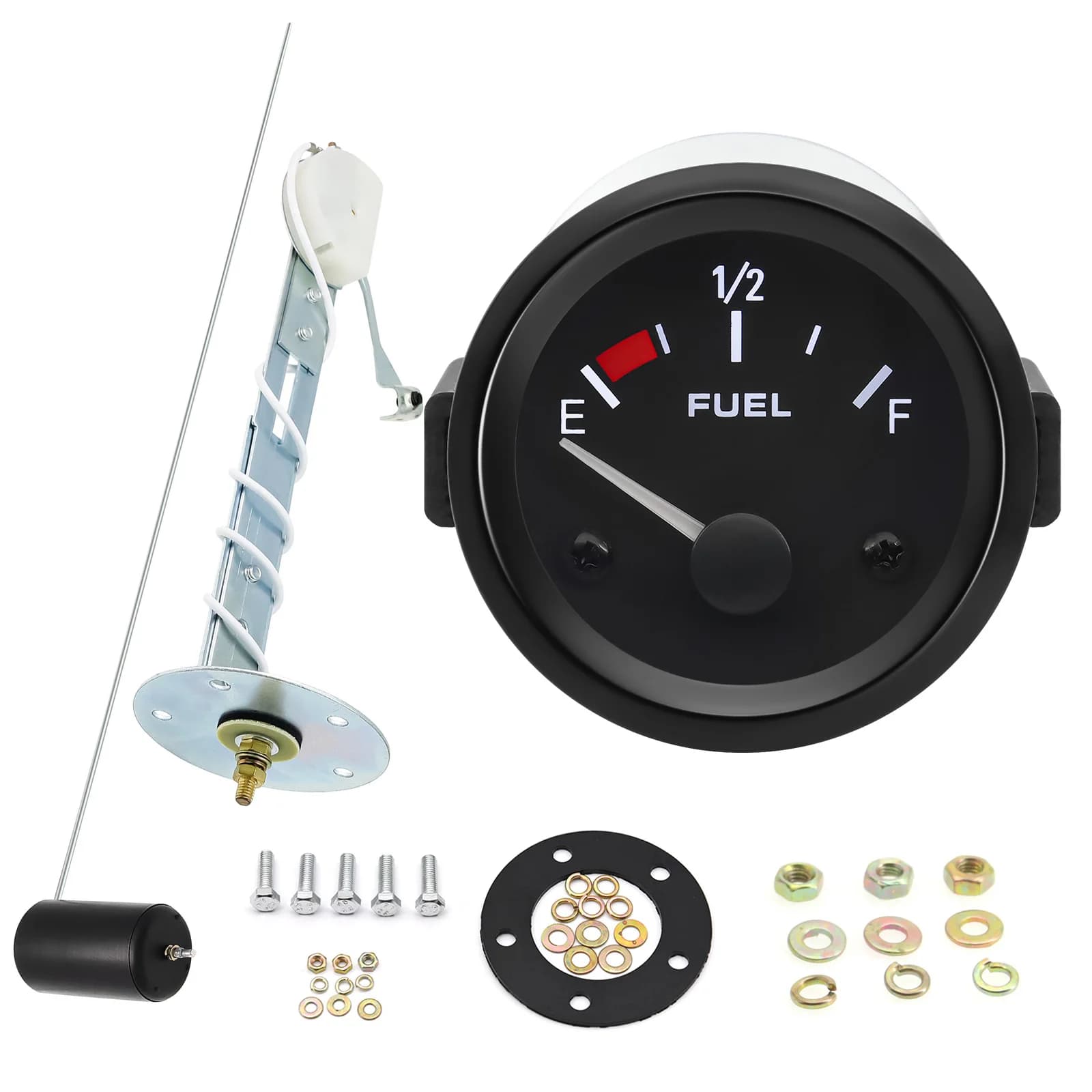 Indicatore universale del livello carburante da 2 pollici (52 mm) per auto, sensore a galleggiante 240-33 ohm, puntatore a LED bianco, indicatori carburante benzina 12V