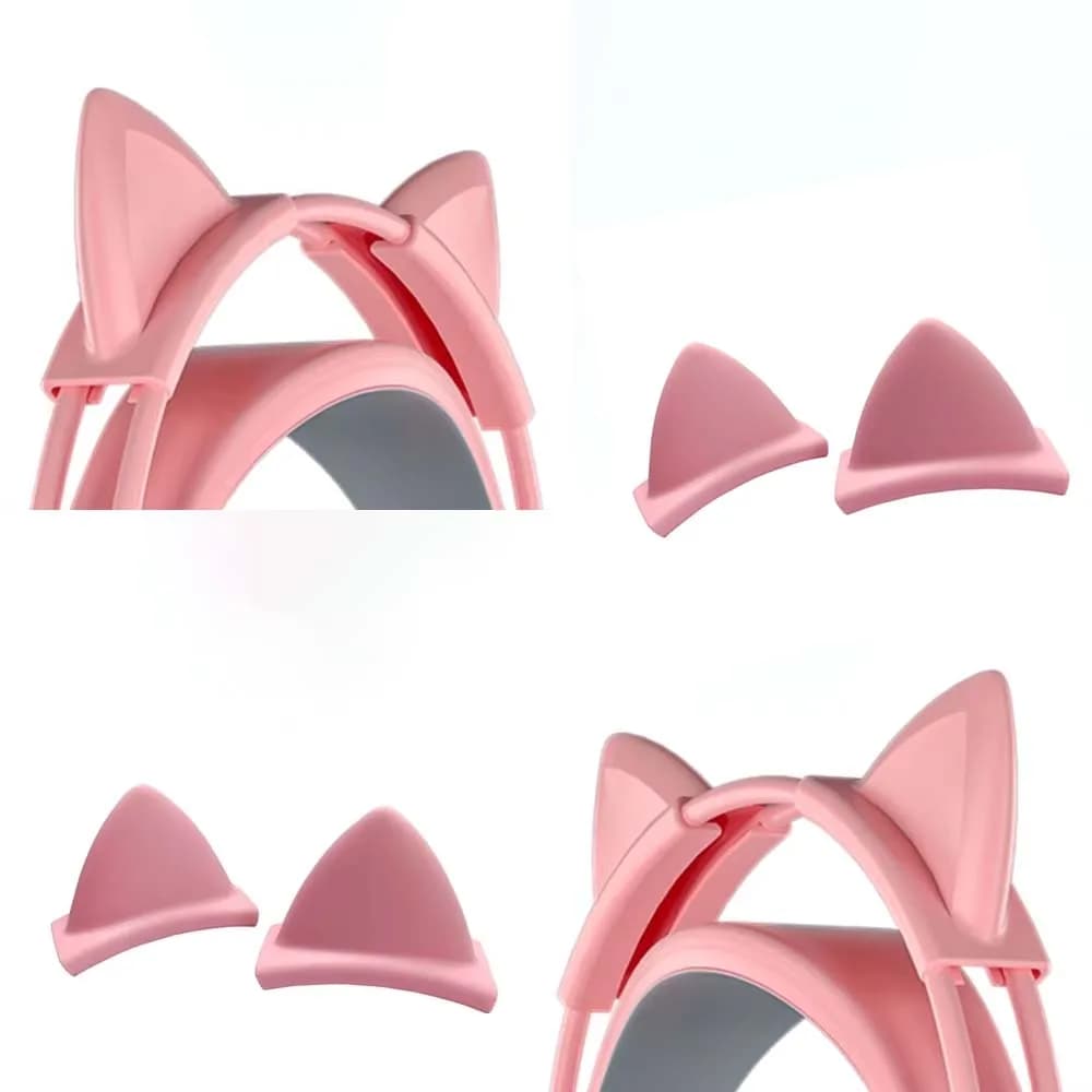 Ciondolo a forma di orecchie di gatto in silicone rosa per cuffie, decorazione per cuffie wireless e cablate, orecchie di gatto carine per ragazze, accessori per caschi da gaming