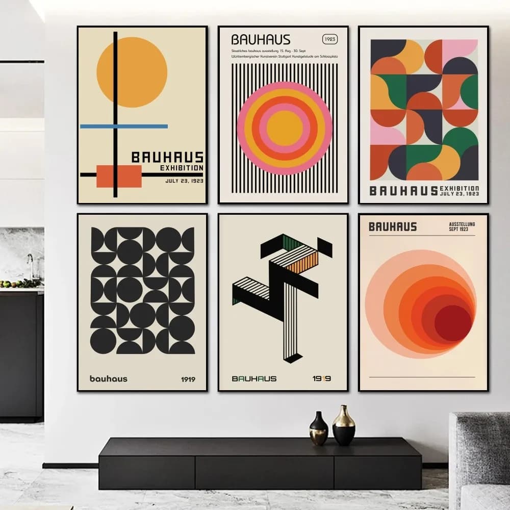 Bauhaus Mostra geometrica Poster Stampa su carta Casa Camera da letto Ingresso Bar Caffetteria Decorazione pittura artistica