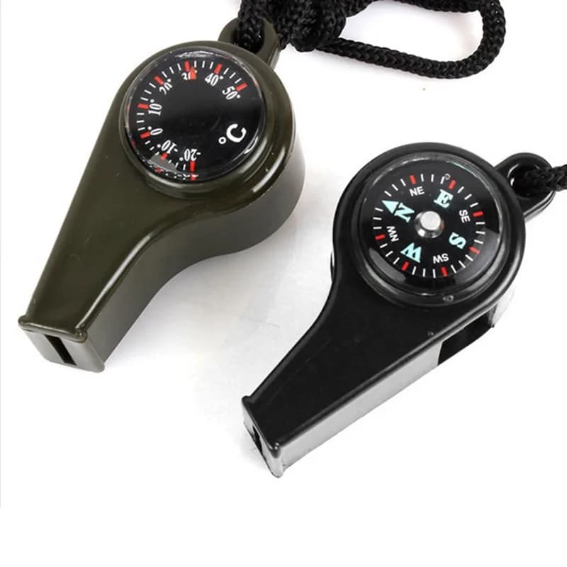 3 in 1 Emergency Survival Whistle Compass Thermometer Referee Cheerleading Whistle Camping Hiking Outdoor Multifunction Whistle