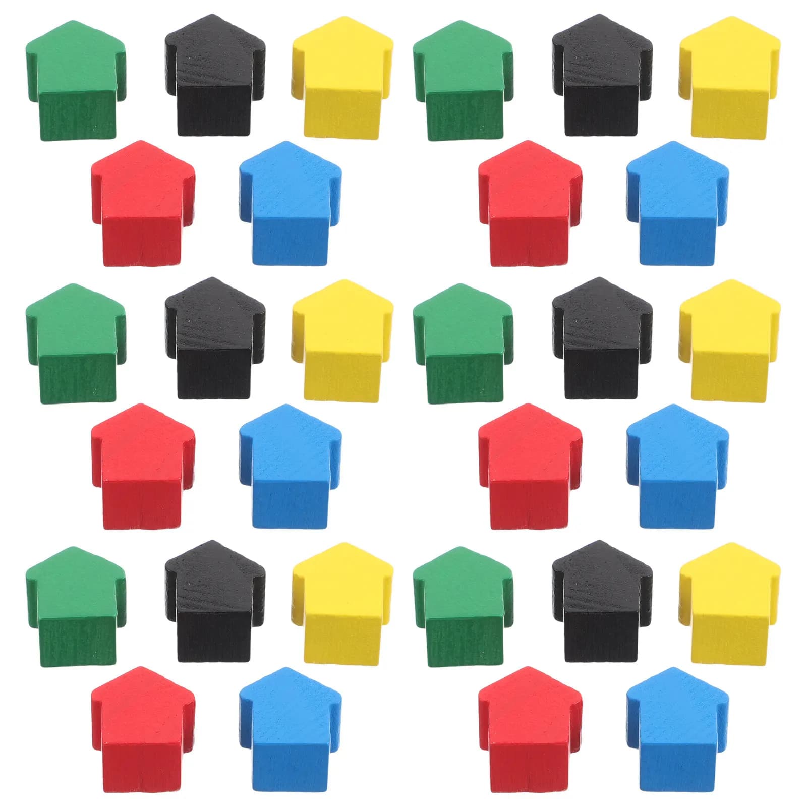 50Pcs Wooden House Chess Pieces Mini Board Game Set Educational Property Trading Strategy Replacement Pieces Chess Sets for Kids
