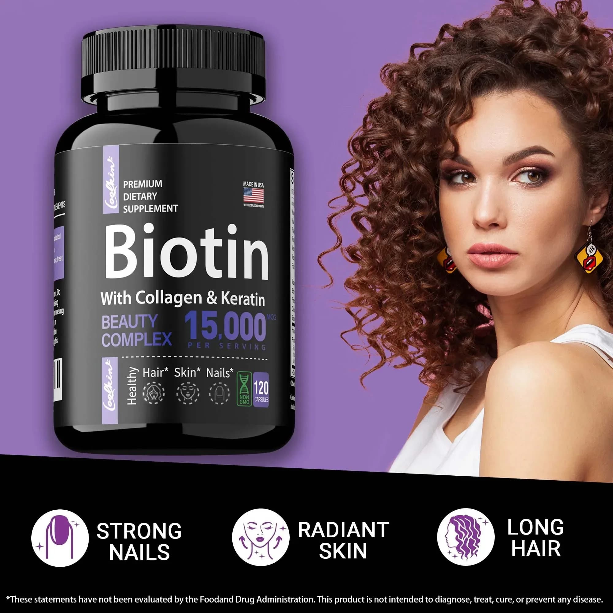 Collagen capsules to biotin: promotes hair growth, improves dry hair, skin beauty care, supports nail healthSupplements