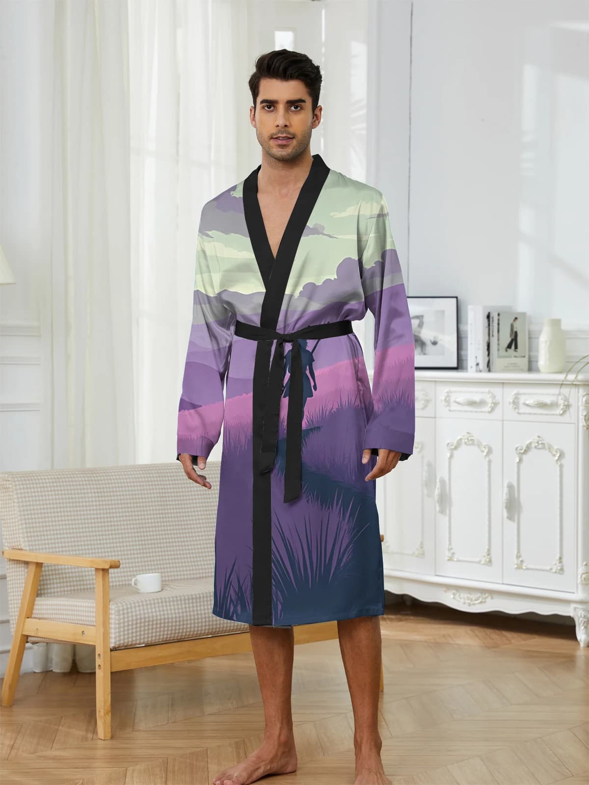 1pcs Men's Robes 2026 Spring/Summer Breathable Bathrobe man 3D Printed Sleepwear Graphic Bathrobe Robes Funny pajamas