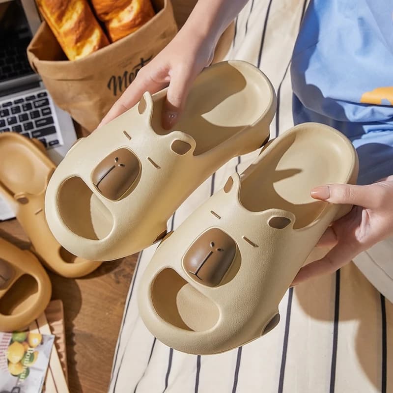 Simpatiche pantofole da bagno a forma di capibara per donna e uomo, scarpe da casa in morbida EVA, leggere, per coppie, da interno, doccia, spiaggia.
