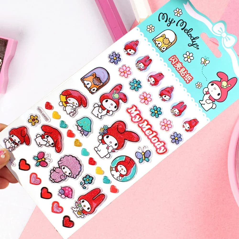 Adesivi originali Sanrio Hello Kitty Melody, decorazioni creative fatte a mano per quaderni e scrivanie, impermeabili, regali per ragazze