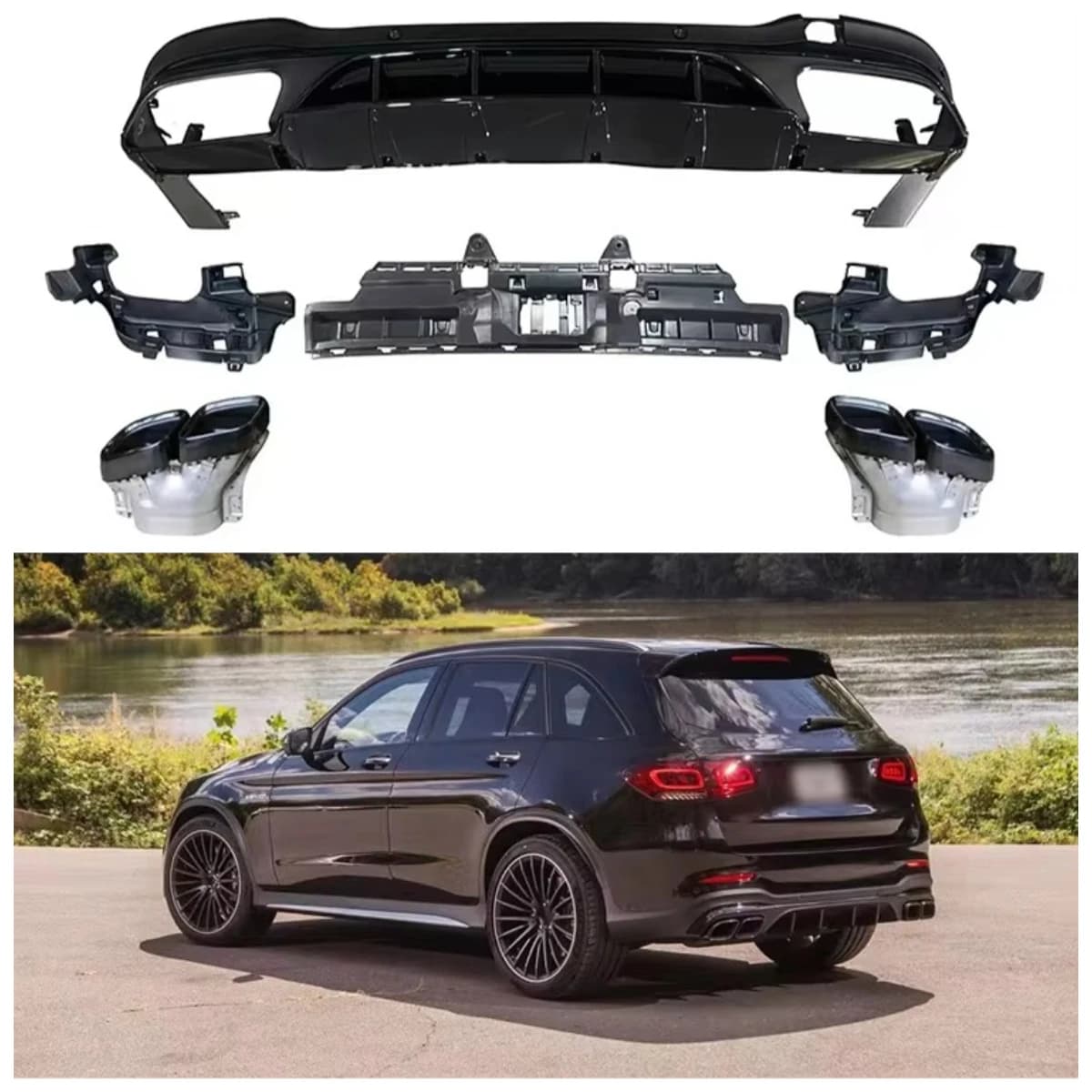 Diffusore Posteriore Stile GLC63 per X253 2019+ - Parti Carrozzeria Auto