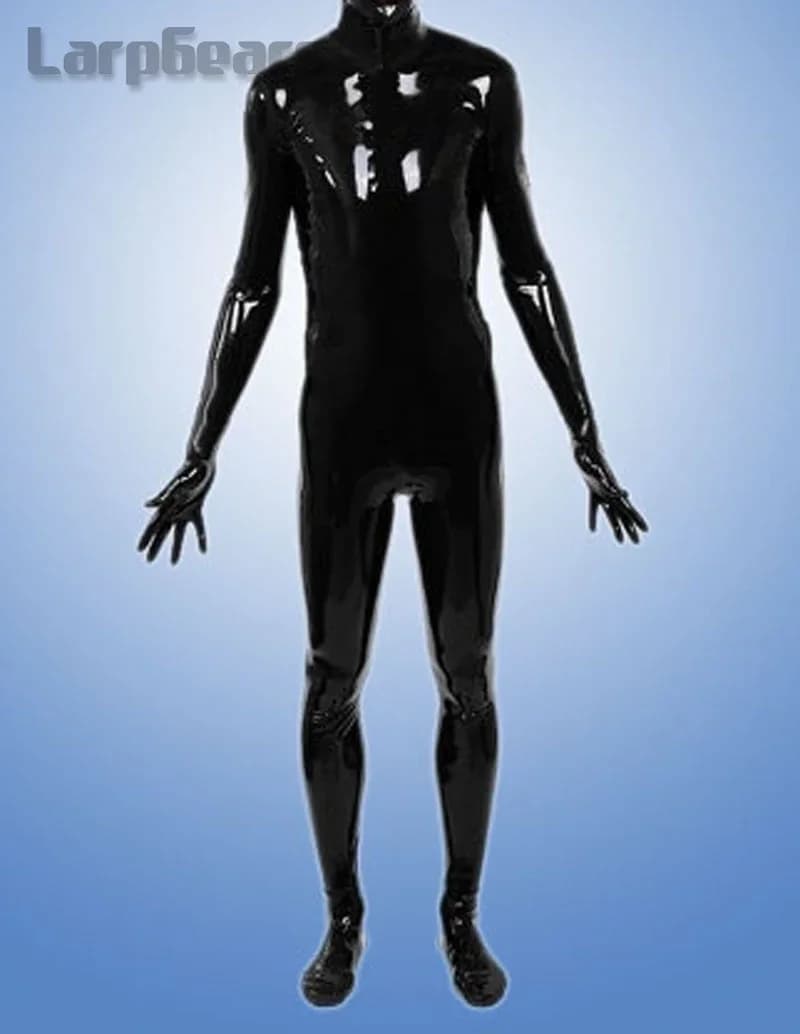 Catsuit da uomo in lattice a copertura totale con cappuccio e calzini, guanti taglie forti per feste di Halloween su misura