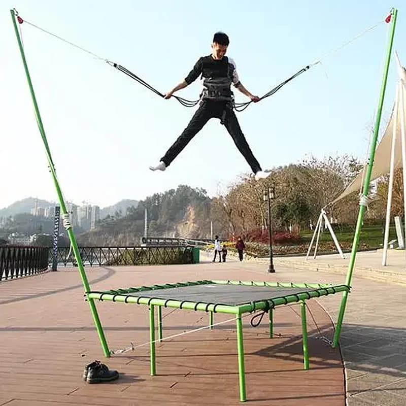 Adjustable harness with Elastic Cords and Robust Steel Structure, Bungee Jumping Safety System on Trampoline